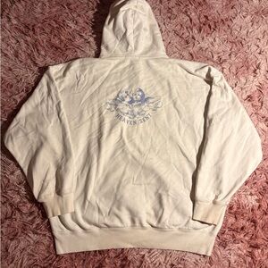 Brandy Melville white zip up heaven sent hoodie XL
